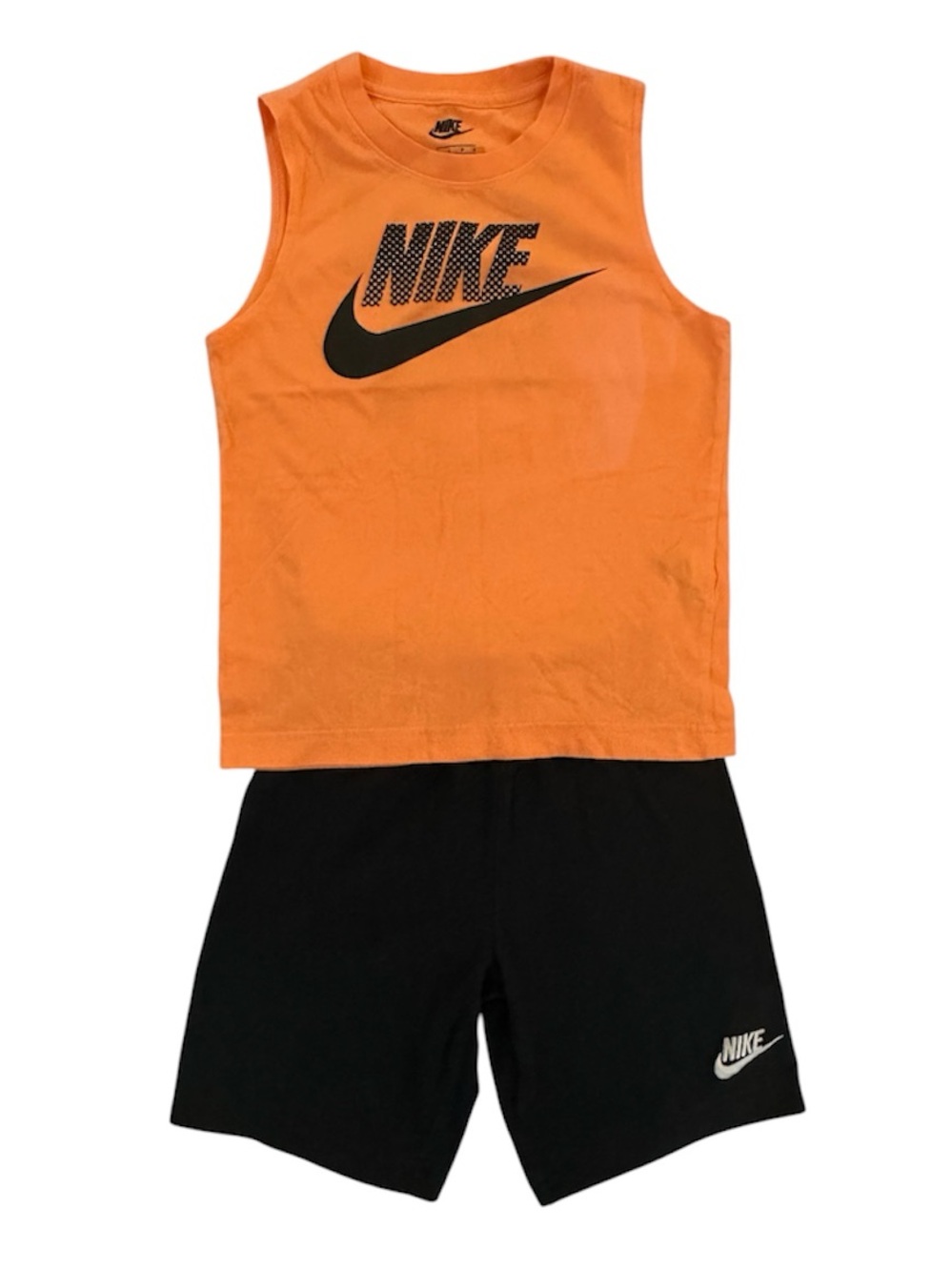 Nike Orange Sleeveless Tank with Black Shorts Athletic Set